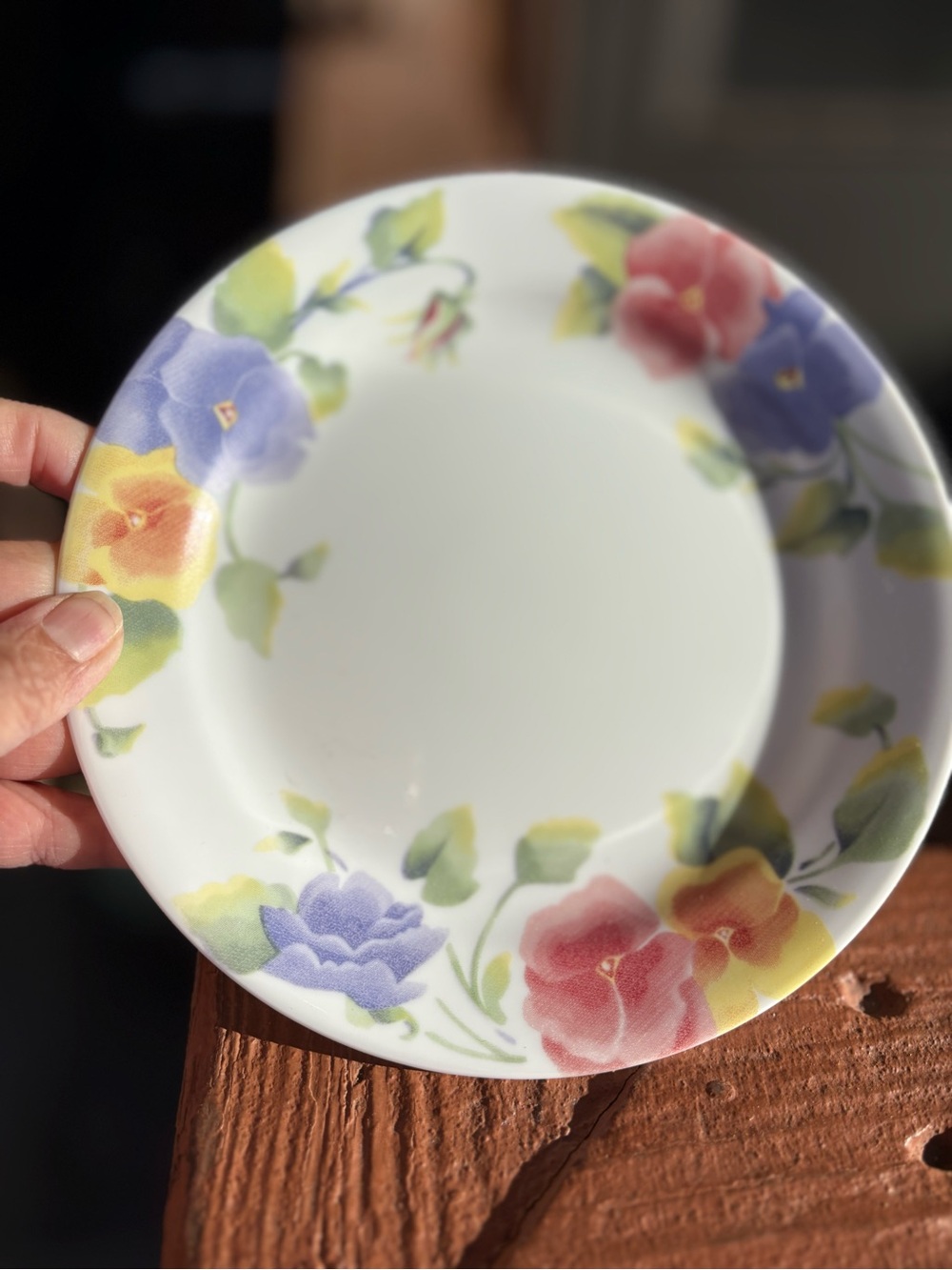 Corelle Floral Dinner Plate in White with Red, Purple, Yellow & Green Accents